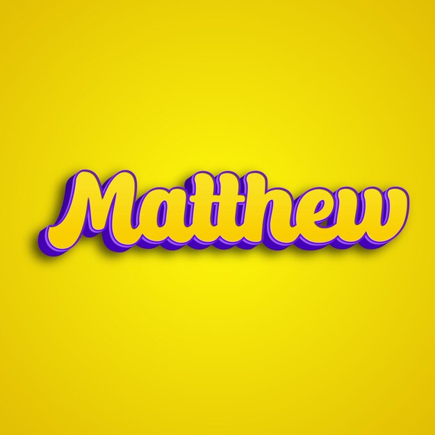 Foto matthew tipografía diseño 3d amarillo rosa blanco fondo foto jpg