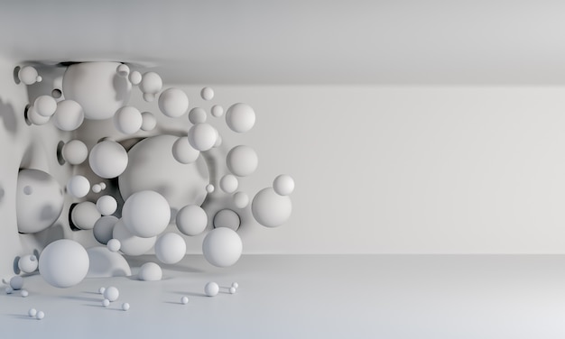 Mattweiße Luftballons 3D-Hintergrund Render