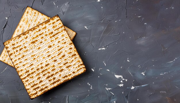 Foto matzah em superfície escura conceito de celebração da páscoa ou páscoa festa judaica importante