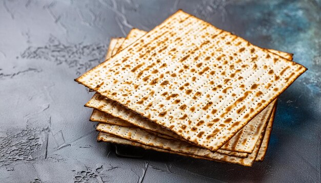 Foto matzah em superfície escura conceito de celebração da páscoa ou páscoa festa judaica importante