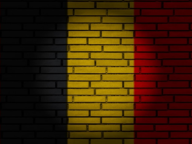 Mauer aus Ziegelsteinen mit belgischer Flagge