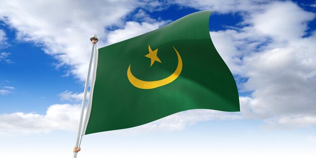 Mauritania ondeando la bandera ilustración 3D