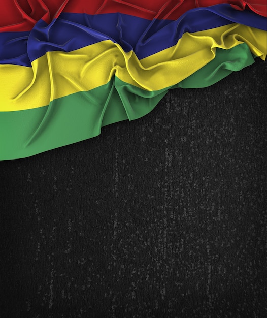 Mauritius-Flagge Vintage auf einem Grunge-Schwarz-Tafel mit Platz für Text