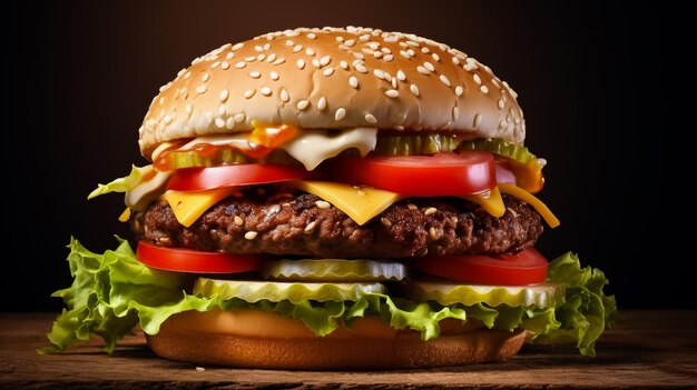 Maxi-Hamburger, Doppel-Käse-Burger mit isolierten Zutaten auf weißem Hintergrund