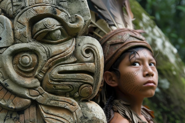 Foto maya ein authentisches bild in den reichen wandteppich der maya-kultur, der die zeitlose authentizität ihrer traditionen, handwerk und lebendige lebensweise zeigt