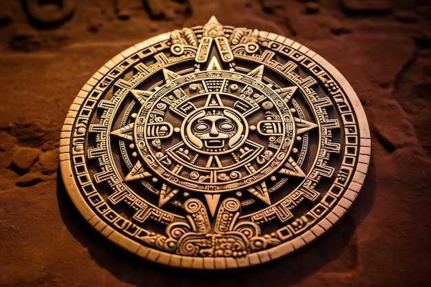 Maya-Kalenderrad, das das komplizierte Kalendersystem-Illustrationsfoto darstellt
