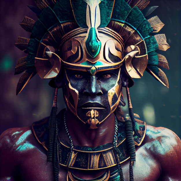 Maya-Krieger mit Stammesmaske