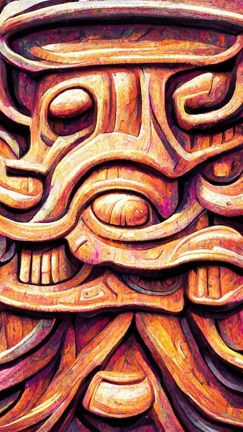 Maya-Stil Holz Künstlerische Farben Hintergrund 3D-Darstellung