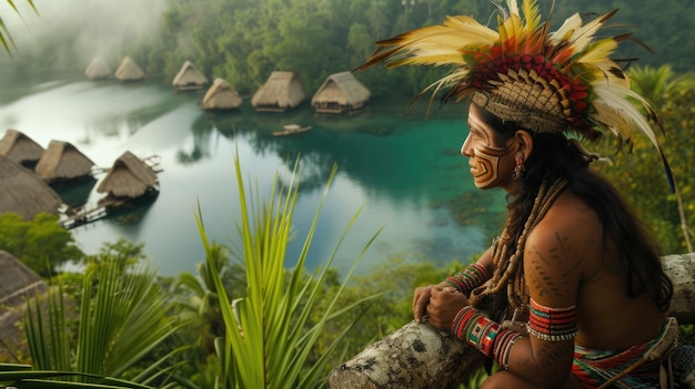 Foto maya um visual autêntico na rica tapeçaria da cultura dos povos maias mostrando o atemporal