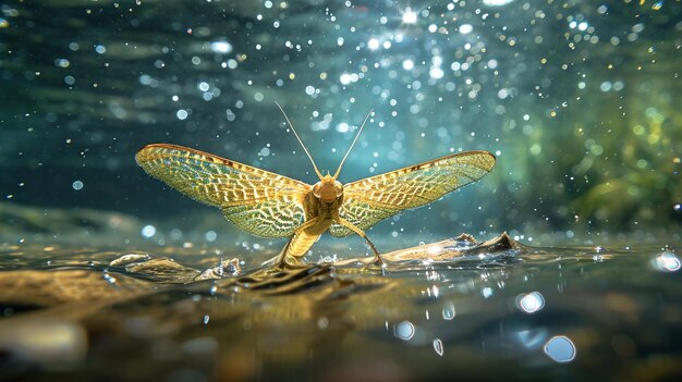 Foto mayfly hatch acima da fotografia de estoque