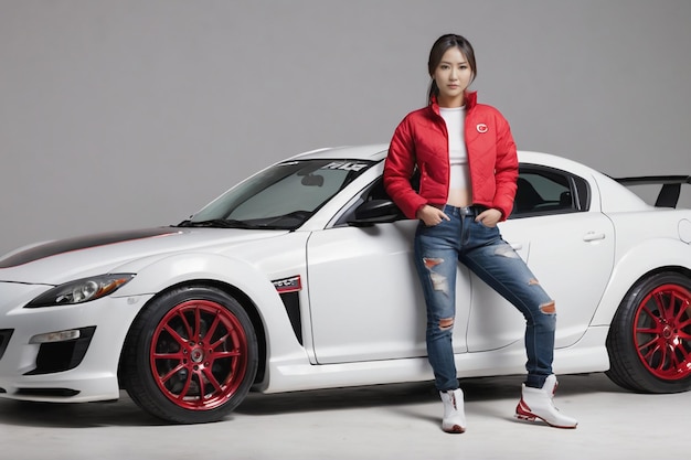 Foto mazda rx8 con una mujer bonita