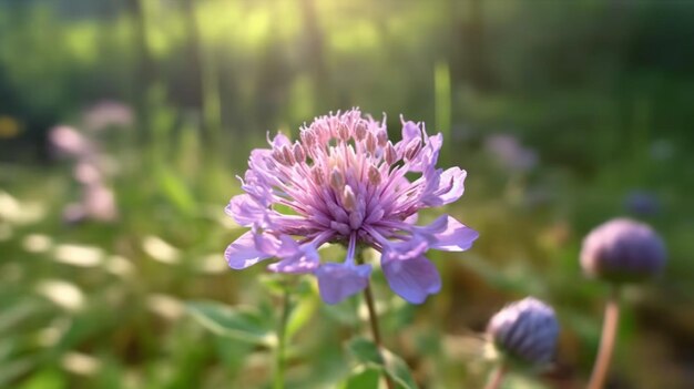 Mazedonische Witwenblume blühte wunderschön mit natürlichem Hintergrund. Generative KI