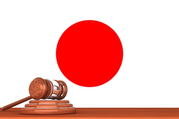 Mazo de Justicia de Madera con Bandera de Japón