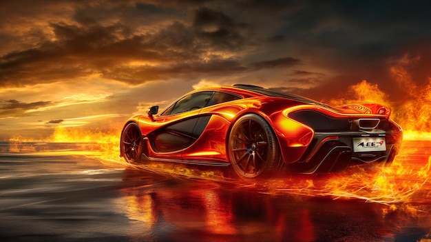 McLaren contra um fundo de fogo papel de parede de carro esportivo vermelho papel de paradeiro de super carro