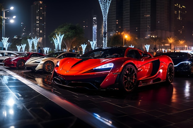 McLaren y otros hipercoches aparcan frente al Burj Khalifa