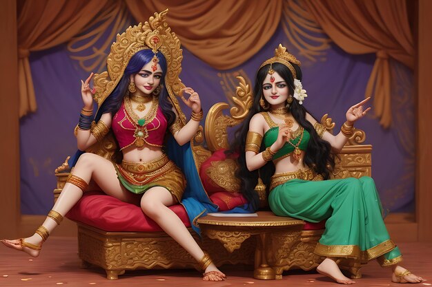 MDF de madeira Leela Set de Krishna com Gawal para Janmashtam