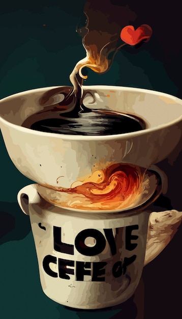 Me encanta la ilustración de la taza de café. Día internacional del café.