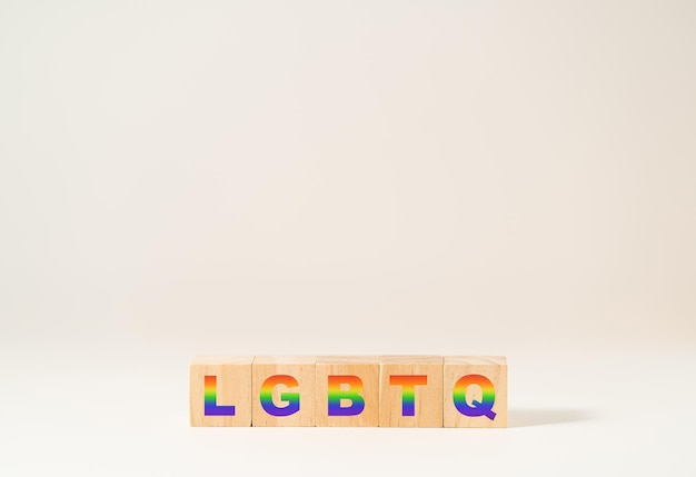 Me encantan las palabras LGBT en un bloque de madera