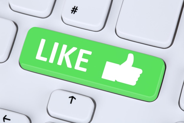 Me gusta el icono del botón pulgar hacia arriba en las redes sociales o en la red de Internet