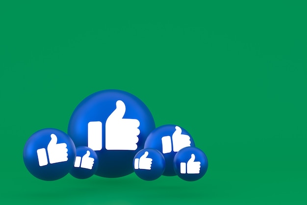 Me gusta el icono reacciones de Facebook emoji 3d render, símbolo de globo de redes sociales en verde