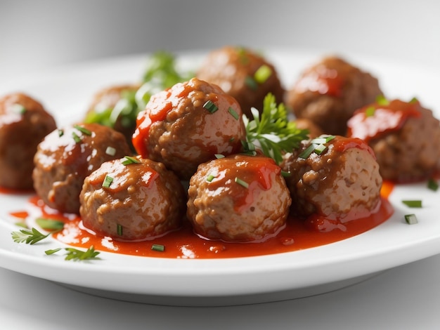 Meatballs deliciosos isolados em um fundo branco