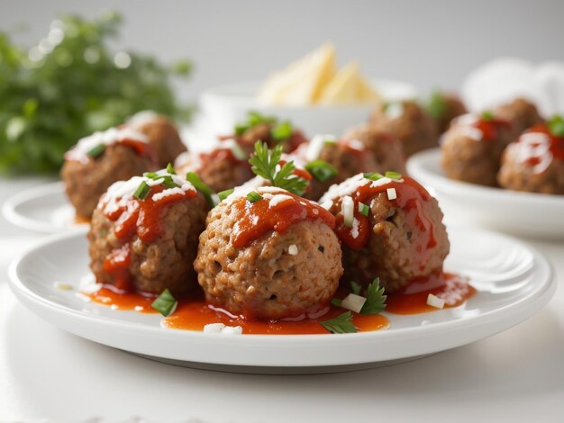 Meatballs deliciosos isolados em um fundo branco