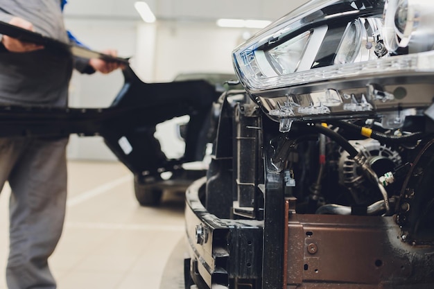 mecánico de automóviles reparación carrocería reemplazo de parachoques