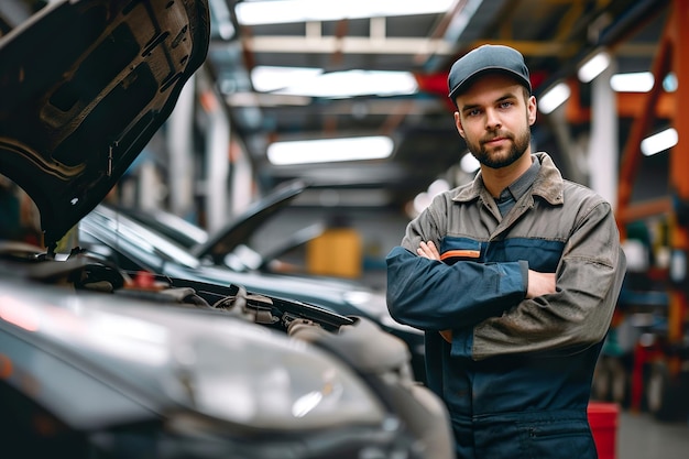 mecánico de automóviles trabajando en el garaje