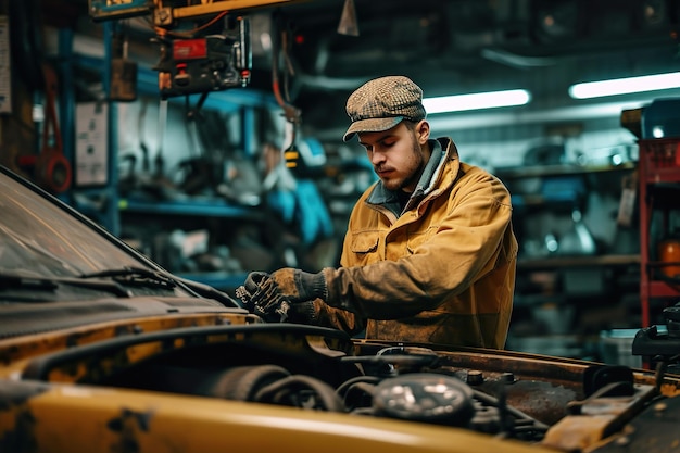 mecânico de automóveis trabalhando na garagem