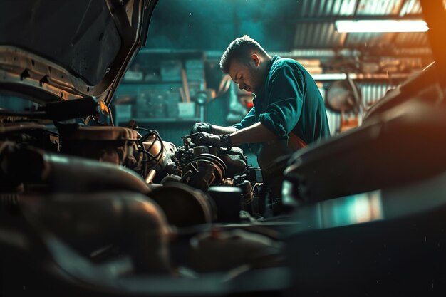 mecânico de automóveis trabalhando na garagem