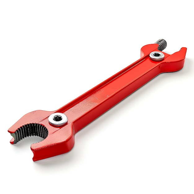 Mecánicos creep con cuerpo de acero pintado de rojo una herramienta utilizada para L aislado limpio blanco BG artículos de diseño