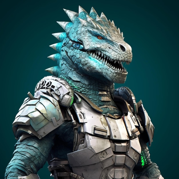 Mechagodzilla con armadura menta con armas y expresiones detalladas