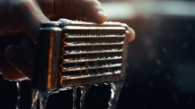 Foto mechanikerhand öffnet den kühlerdeckel, um den kühlmittelstand des autokühlers zu prüfen