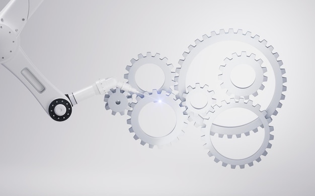 Mechanischer Arm mit weißem Hintergrund 3D-Rendering