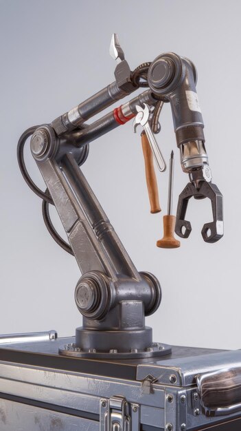 Mechanischer Arm mit weißem Hintergrund 3D-Rendering