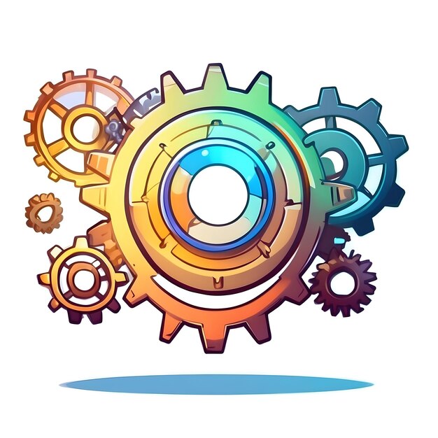 Mechanisches Getriebe Zahnrad-Symbol Getriebesystem Industriemaschinen Getriebenmechanismus Technisches Zahnrad En