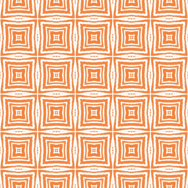 Medaillon nahtlose Muster. Orange symmetrischer Kaleidoskophintergrund. Textilfertiger Druck, Bademodenstoff, Tapete, Verpackung. Aquarell Medaillon nahtlose Fliese.