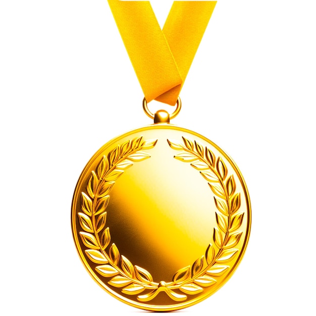 Medalha de ouro com fita amarela