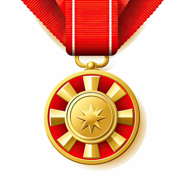 Medalha de ouro com uma fita em um fundo mínimo Ilustração vetorial