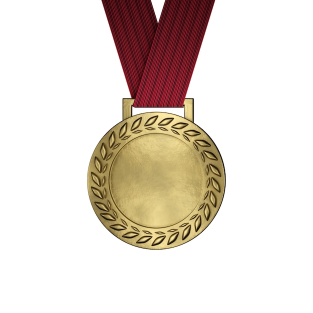 Foto medalha de ouro em branco isolada no branco. 3d rendem