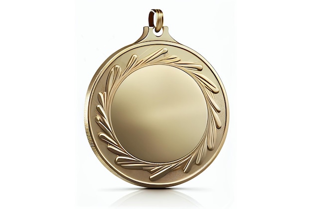 Medalha de ouro em branco sobre fundo branco criada com IA generativa