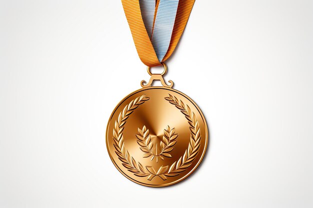 Foto medalha de ouro sobre fundo branco