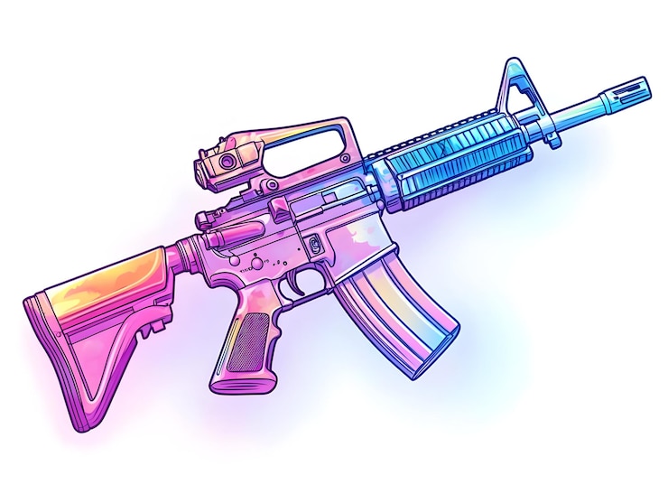Foto medalha de serviço holográfica plana e rifle com conceito de espaço de cópia como uma imagem impressionante com um globo