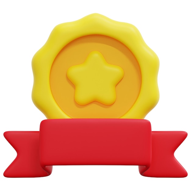medalla 3d render icono ilustración