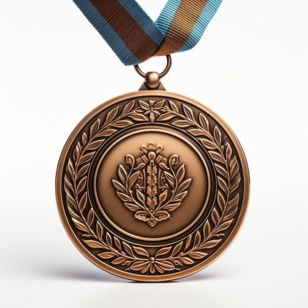 Foto medalla de bronce con roseta de laurel