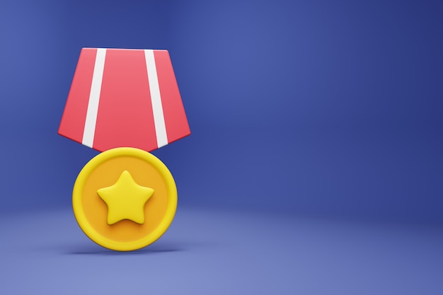 Medalla de estrella de ilustración 3D