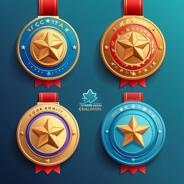 Medalla de ganador con estrella y cinta icono vectorial 3d estilo minimalista de dibujos animados Símbolo de garantía de calidad premium