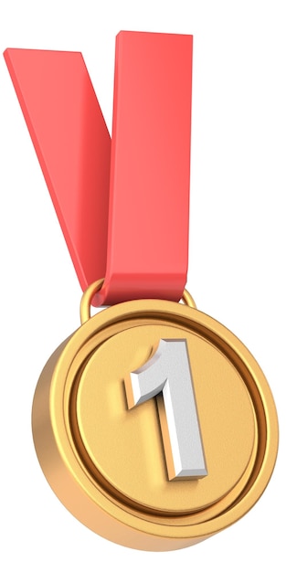 Medalla de oro 3D número uno ilustración 3D
