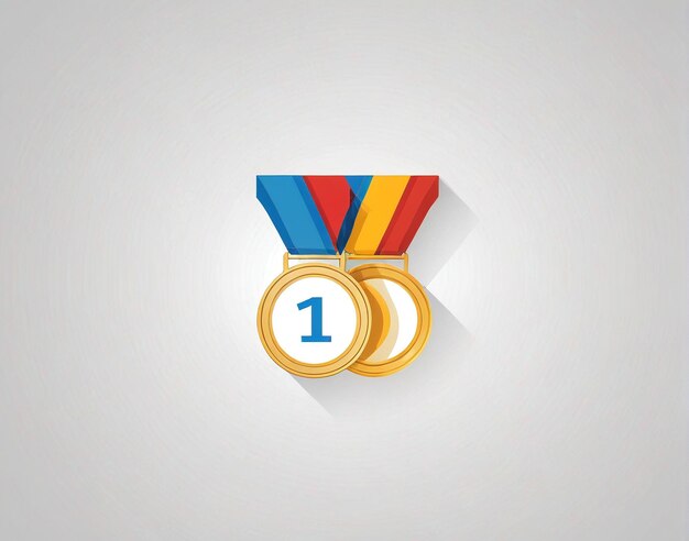 una medalla de oro con una cinta azul