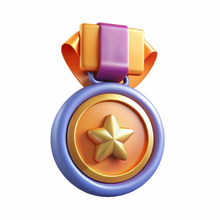 una medalla de oro con una estrella en ella